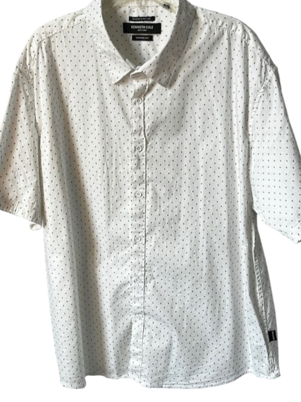 Kenneth Cole New York Tapered Fit Short Sleeve Button Down Shirt White 3X